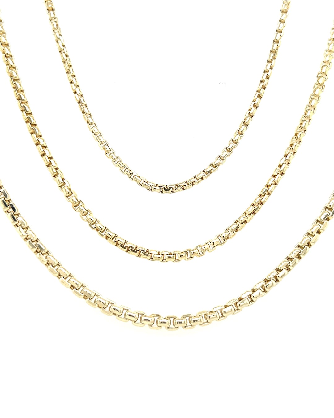 14K Gold Round Box Chain / Box Chain / Trendy 14k Round Box Chain ...