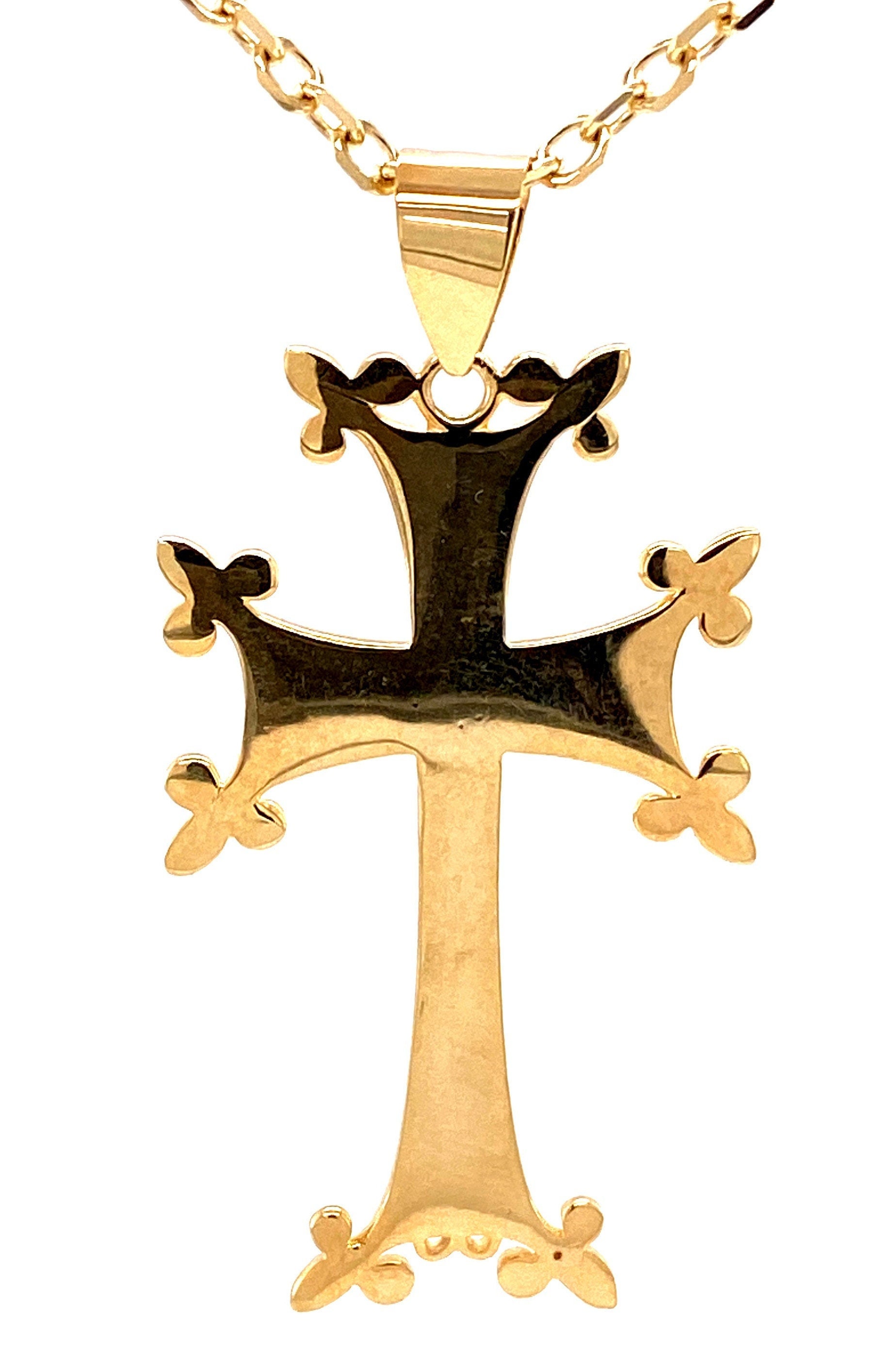 Goldkette Mit Kreuz Anhänger Aus 585/-14 Karat Gelbgold