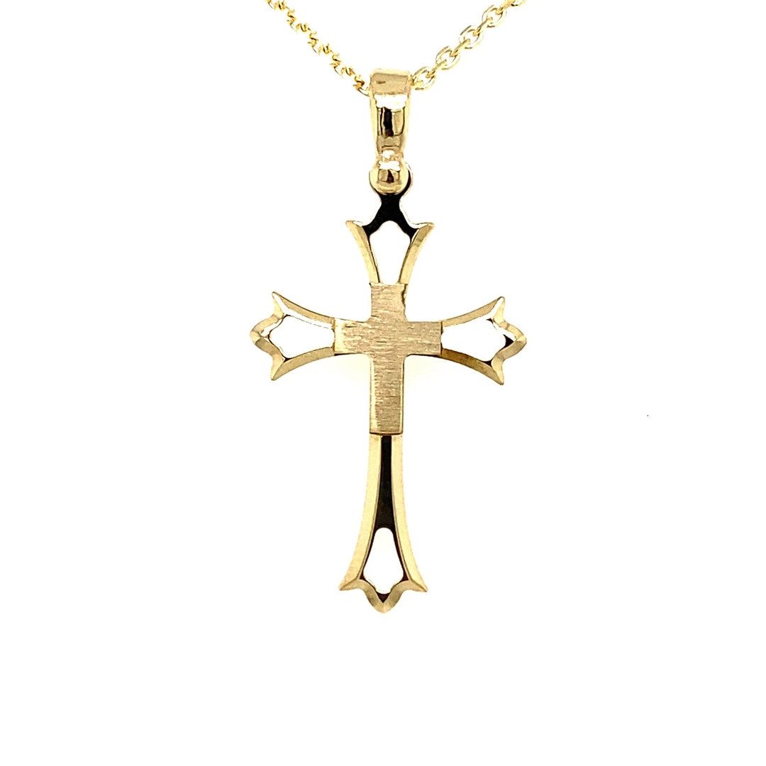 Solid 14k Gold Cross Pendant Necklace / Men's Gold Cross / High Quality ...