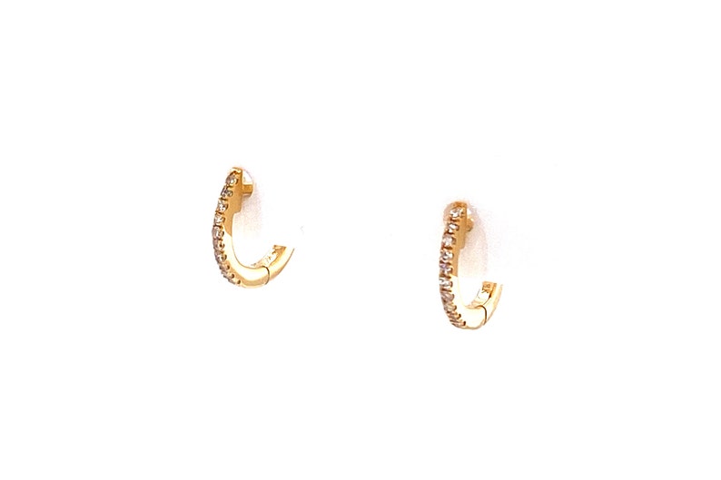 Mini Diamond Hoop Earrings / Small Diamond Huggies / 18k Tiny Solid ...