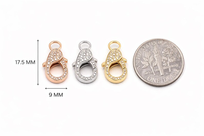 14k Gold Diamond Lock Charm Pendant | Mini Diamond Lock Clasp Charm | Pavé Diamond Connector Charm | Yellow White Rose Gold Gift image 3