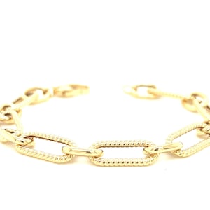 14k Elongated Braided Paperclip Bracelet / 14K Gold Paperclip Anklet / Paperclip Bracelets 6", 6.5", 7", 7.5", 8", 10" / 14k Gold Anklets