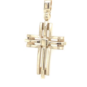 Cruz de oro macizo de 14 k / Cruz de oro amarillo / Cruz unisex de oro de 1,4&quot; / Cruz de oro de alta calidad fabricada en Italia