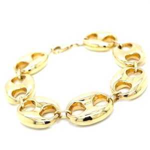 14k Gold Chunky Mariner Bracelet - Unisex Anchor Chain, Made in Italy