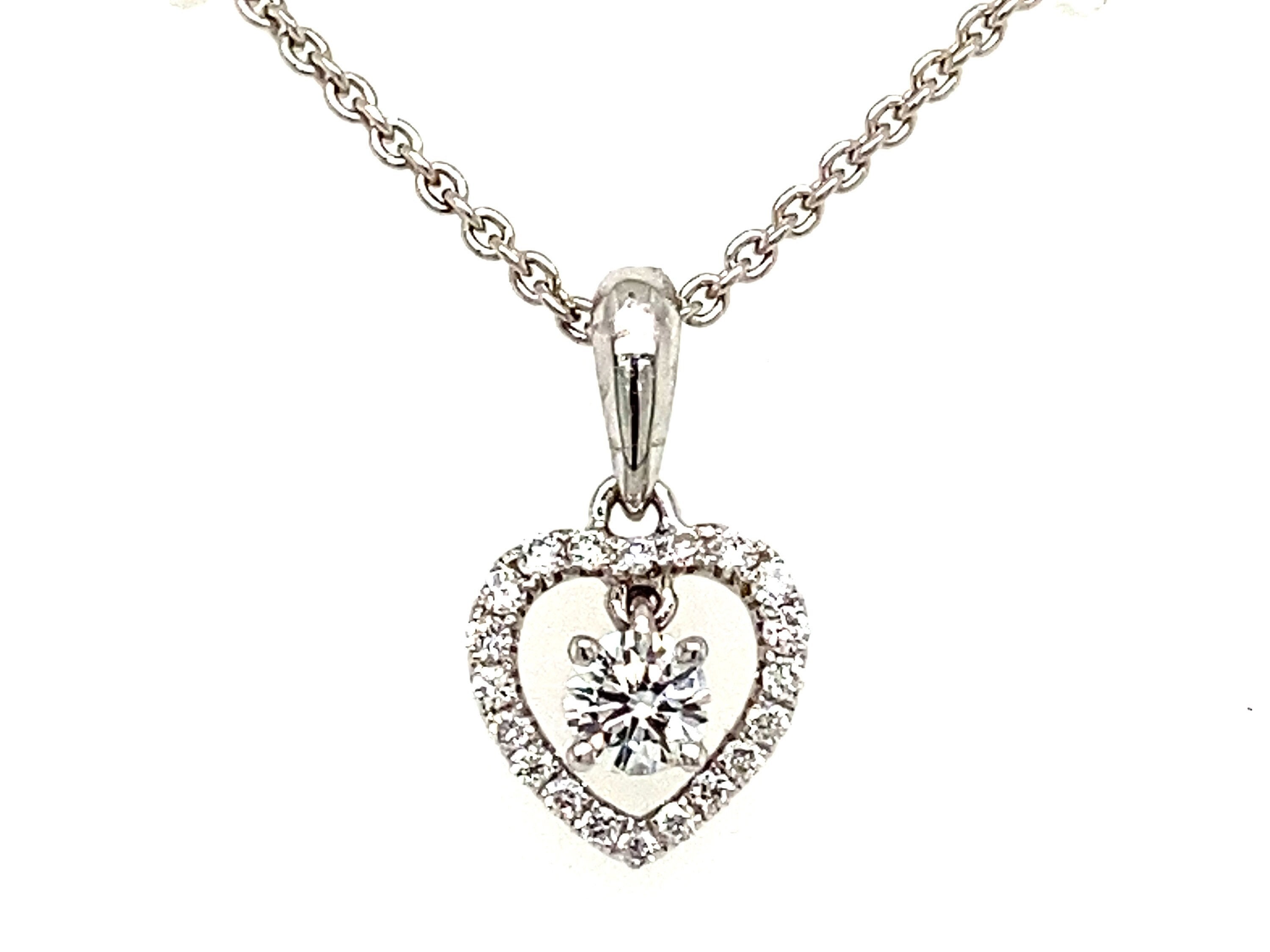 Diamondere Sterling Silver Heart Pendant Necklace - 0.45ct Gemstone & Diamond - View #6