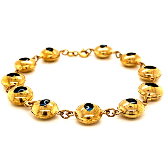 14k Classic Vintage Evil Eye Link Bracelet / 14k B