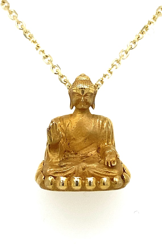 Solid 14k Gold Sitting Buddha / Gold Buddha Charm 