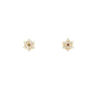 14k Diamond Star Of David Stud Earrings / Yellow Gold Diamond Star Of David Earrings/ 5.4mm Diamond Star Of David / .09ct Diamond Weight