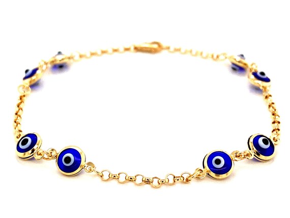 Dainty 14k Evil Eye Bracelet / 14k Solid Gold Evil