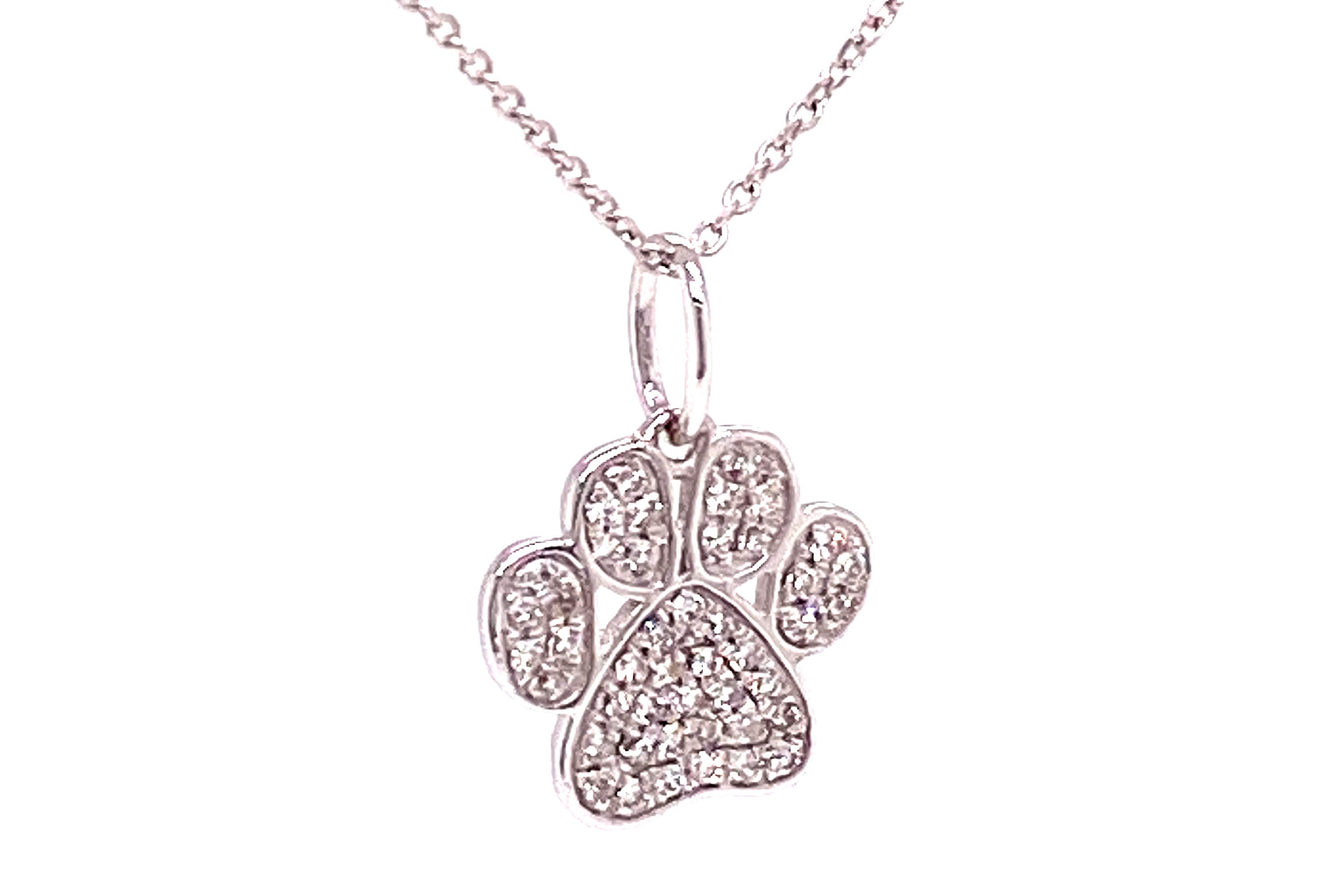 14k Diamond Paw Print Diamond Dog Paw Necklace Dog Paw