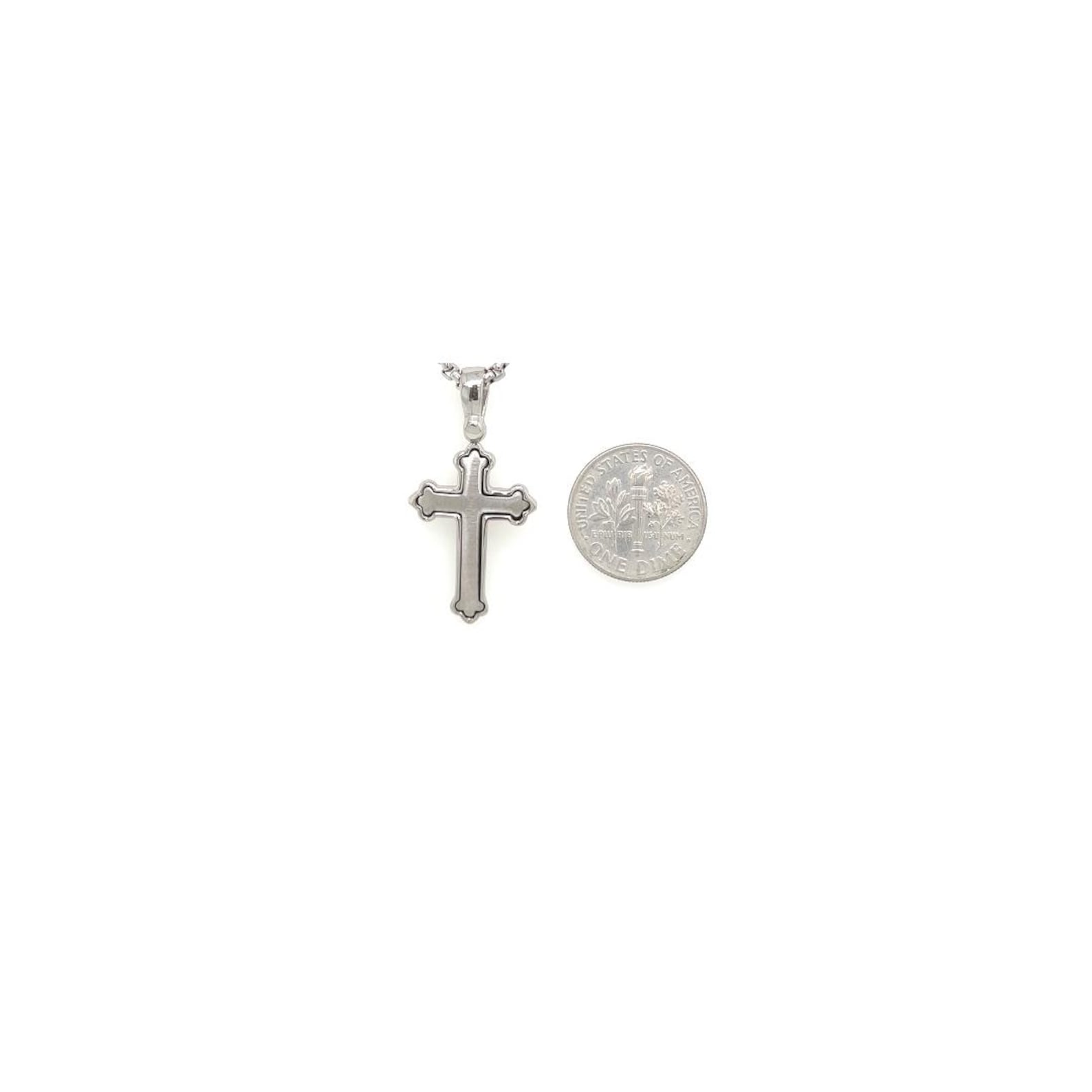 14k Solid Gold Cross / Yellow Gold & White Gold Cross / 1