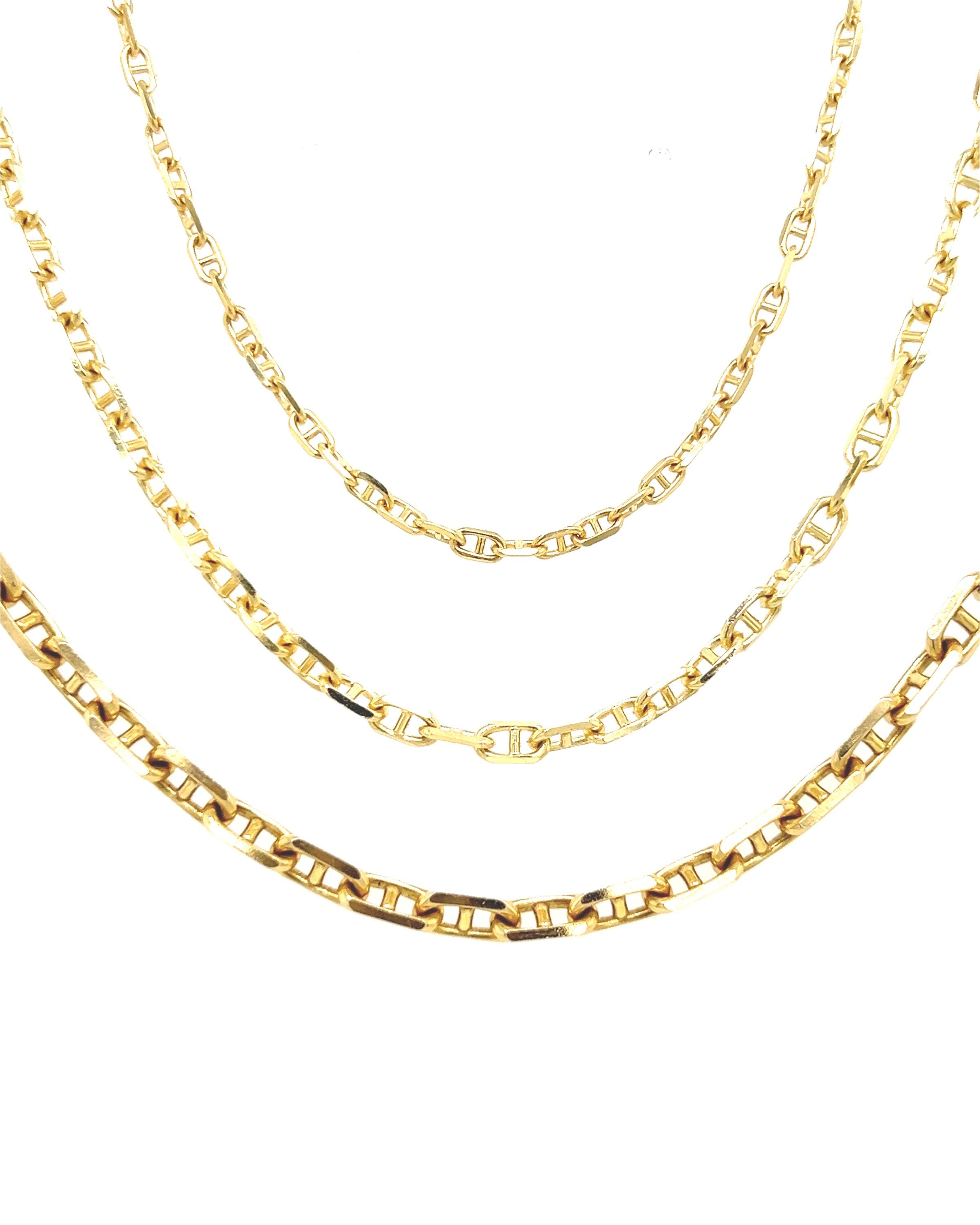 Collar y pulsera de cadena de eslabones de ancla en oro de 14 k