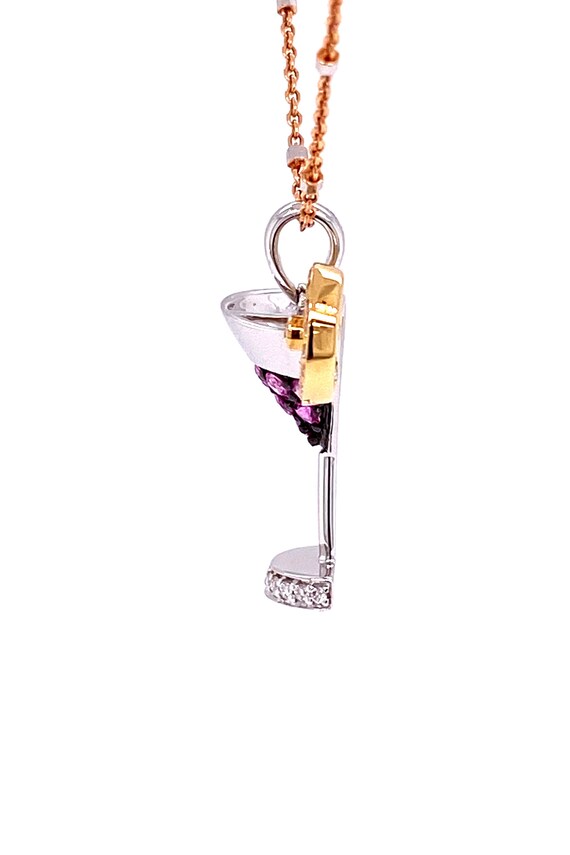 14k Yellow Gold Martini Glass with Red CZ Cherry Pendant 22mmx10mm 14k Yellow Gold Martini Glass with Red CZ Cherry Pendant 22mmx10mm
