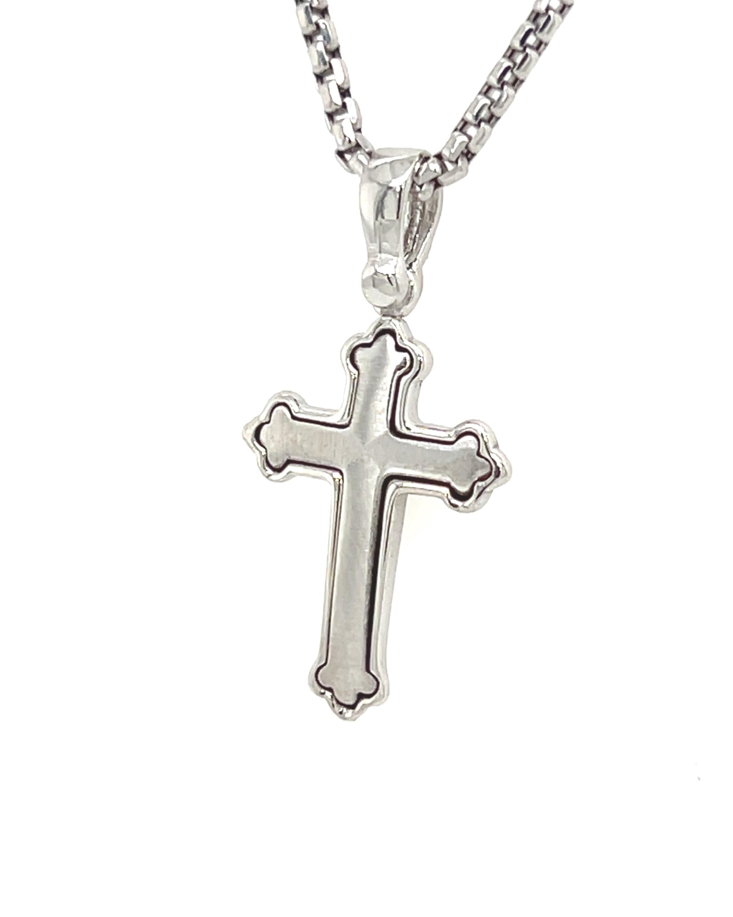 14k Solid Gold Cross / Yellow Gold & White Gold Cross / 1