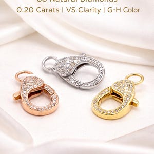 14k Gold Diamond Lock Charm Pendant | Mini Diamond Lock Clasp Charm | Pavé Diamond Connector Charm | Yellow White Rose Gold Gift image 2