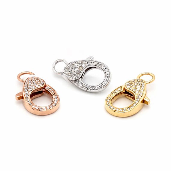 14k Gold Diamond Lock Charm Pendant | Mini Diamond Lock Clasp Charm | Pavé Diamond Connector Charm | Yellow White Rose Gold Gift
