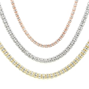 14k Gold Ice Chain Necklace & Bracelet – 2.6mm–4.5mm, 7–24&quot; Lengths / Yellow, White, Rose Gold / Italian Made / Layering Statement Jewelry