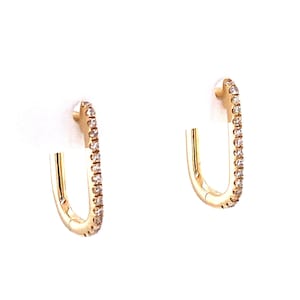 14k Gold Diamond Huggie Hoop Earrings / Solid 14k Mini Hoop Earrings / 10mm Diamond Hoops in Yellow, White, or Rose Gold