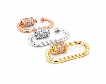 14k Gold Diamond Carabiner Lock Charm: Pavé Diamond Pendant