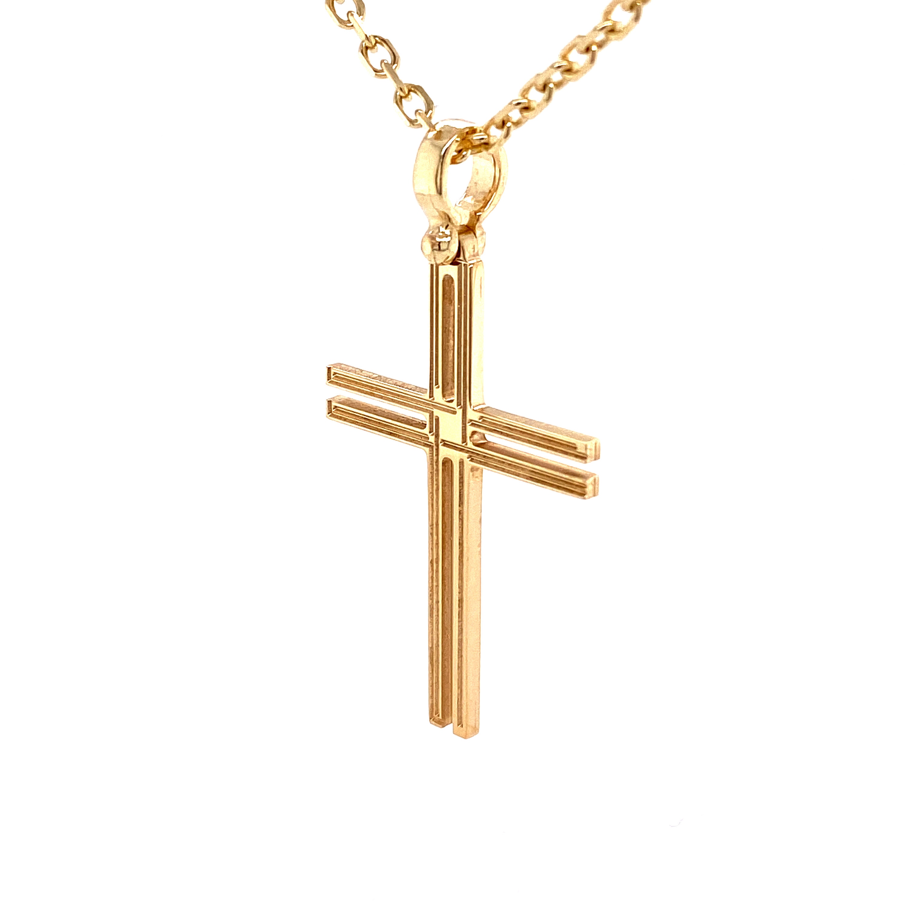 Italian Mens 14k Solid Gold Cross Pendant Charm With Double - Etsy UK