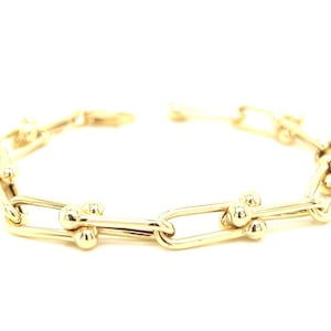 14k Hardwire Link Paperclip Bracelet / 14k Gold Paperclip Anklet / Paperclip Bracelets 6" 6.5" 7" 7.5" 8" 10" / 14k Gold Bracelet For Her