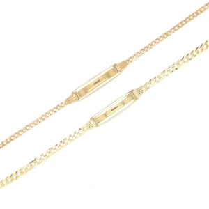 14k Gold Baby ID Bracelet / Solid 14k Gold Curb Link Bracelet / Engravable Baby Bracelet Baptism Gift / Adjustable Baby ID Jewelry