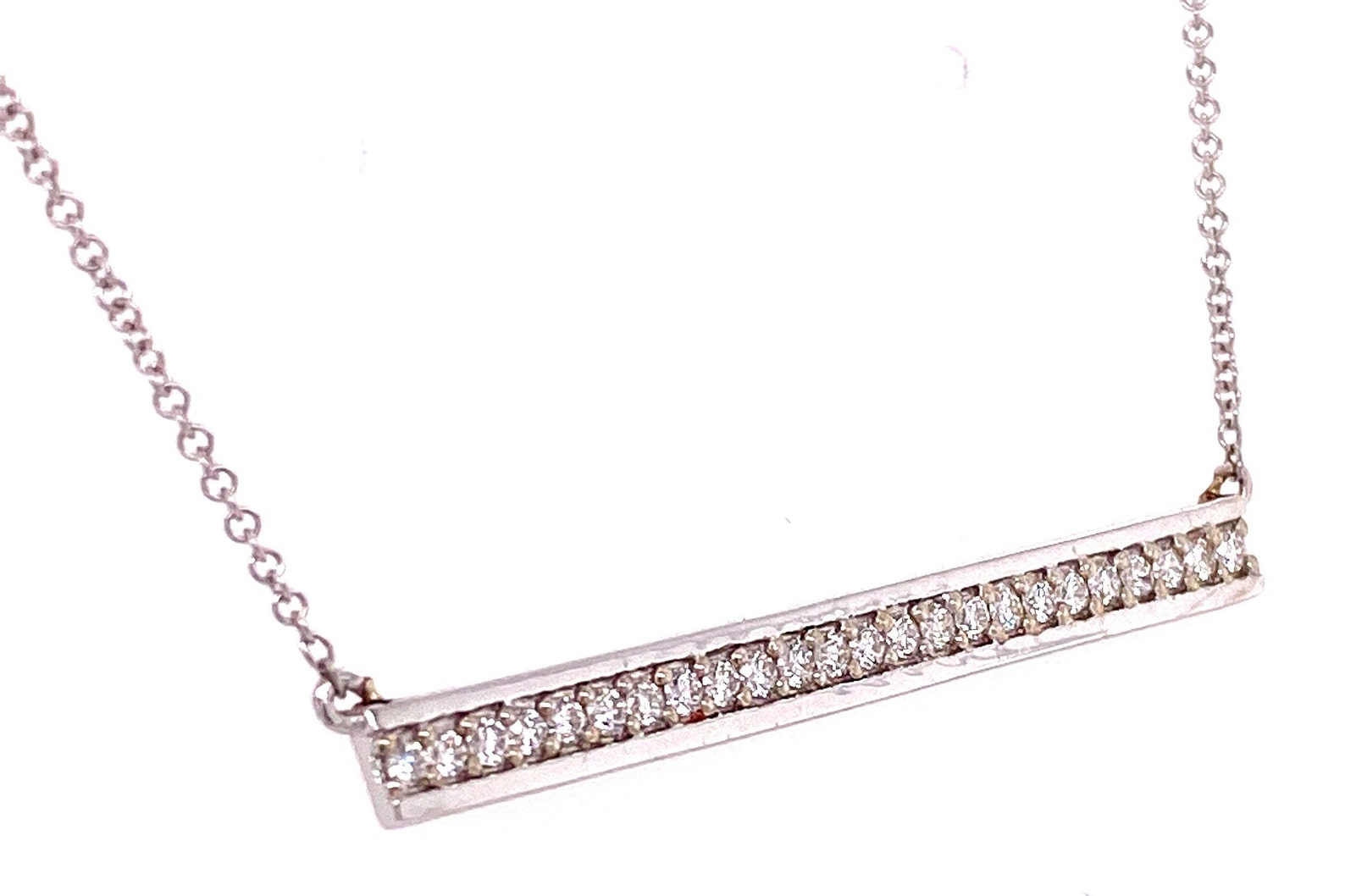 14k Diamond Bar Necklace / 14k Solid Gold Diamond Bar Necklace Etsy