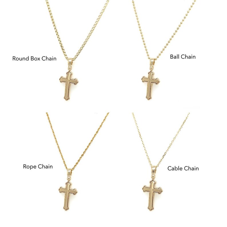 14k Solid Gold Cross / Yellow Gold & White Gold Cross / 1