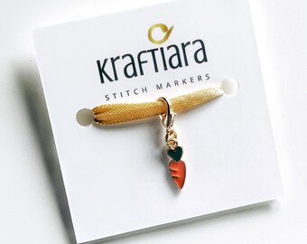 Cute tiny carrot stitch marker,  progress keeper for knitting and crochet, kraftiara markers