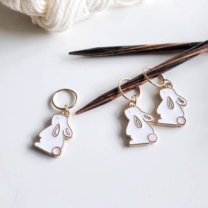 Bunny stitch markers, rabbit progress keepers for knitting and crochet