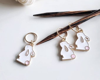 Bunny stitch markers, rabbit progress keepers for knitting and crochet
