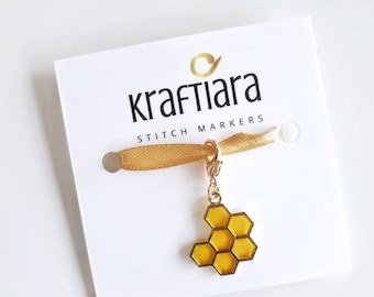 Honeycomb charm stitch markers for knitting, Honeycomb progress keeper