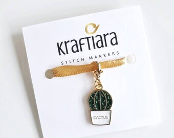 Cactus zipper pull charm, knitting or crochet stitch marker, cactus progress keeper