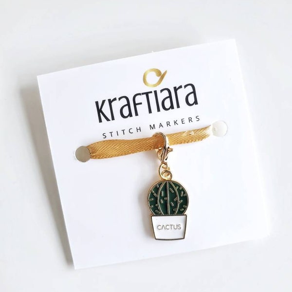 Cactus zipper pull charm, knitting or crochet stitch marker, cactus progress keeper