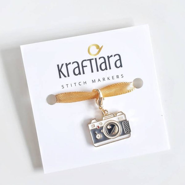 Camera stitch markers for knitting, Camera charm