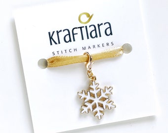 White Snowflake stitch marker, winter stitch markers, Christmas gift for knitters, crocheters