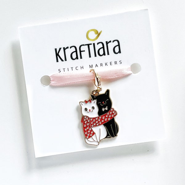 Cute cats with scarf stitch marker, crochet and knitting accessories, gifts for knitters, crocheters