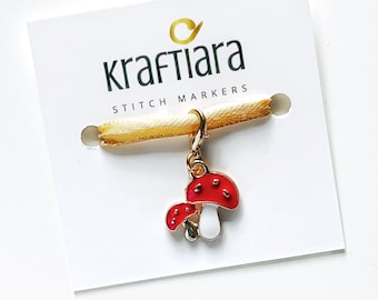 Mushroom stitch marker, crochet stitch marker, crochet accessory, charm for crochet hook case