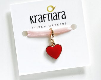 Big red heart stitch marker, valentine's day crochet and knitting accessories, gifts for knitters, crocheters