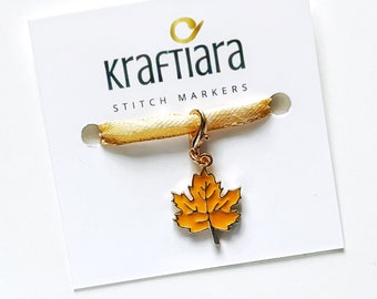 Maple leaf stitch markers, Knitting stitch markers, progress keeper for knitting and crochet