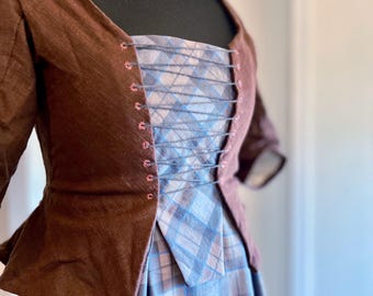 18th Century Highland Plaid Stomacher, Double-Sided Bodice Insert