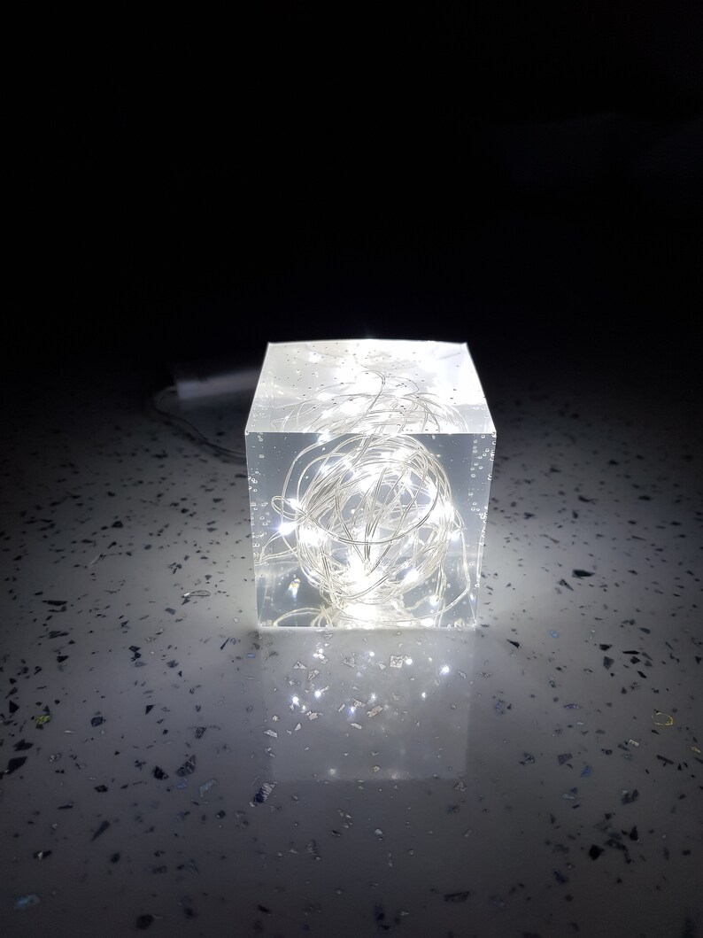 LED Resin light cube cool white Etsy