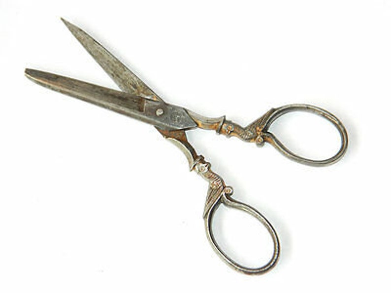 Antique Victorian Silverplate SEWING SCISSORS R.S & C Etsy