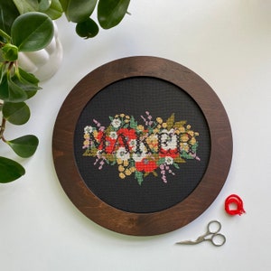 Round CIRCLE Embroidery FRAME. Hand Embroidery Frame. Cross Stitch Frame. Vintage Fabric display. Embroidery Hoop Frame. Hoop Alternative. image 1