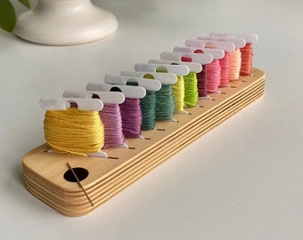 Bobbin Rack for Embroidery Floss- with Needle Minder, Embroidery Thread Holder, Floss Bobbin Organizer, Thread Rack