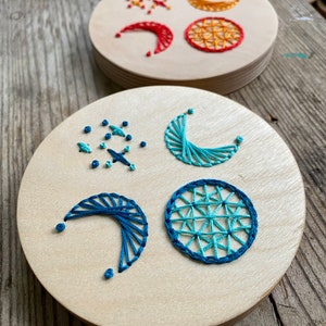 Wood Embroidery Disk Blame it on the Moon Perforated Disk Pattern for Embroidery Stitching, Wood Stitching Blank DIY Disk image 6