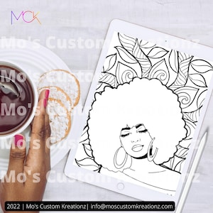 Afro Love | Printable Coloring Page | Adult Coloring Page | Printable | DIY | Black Woman | Coloring Therapy