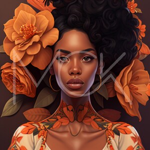 Elegance in Bloom | African American Clip Art | Flowers| Small Business Commercial Use|