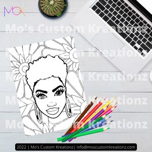 Alma Linda | Página para colorir para impressão | Página para colorir para adultos | Imprimível | Faça você mesmo | Mulher Negra | Terapia de Coloração