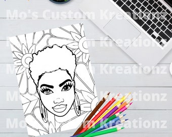 Beautiful Soul | Printable Coloring Page | Adult Coloring Page | Printable | DIY | Black Woman | Coloring Therapy